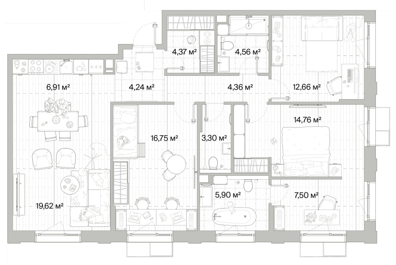 4 ккв (Евро) 104,9 м²