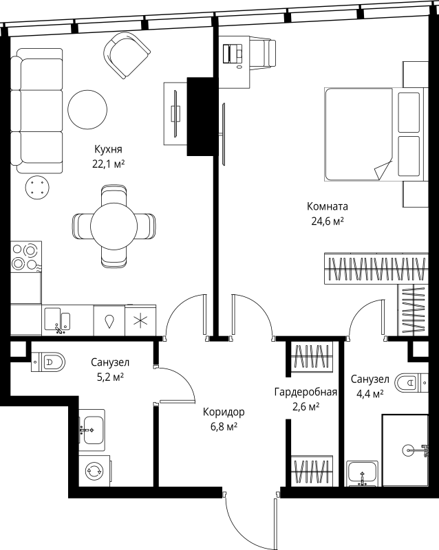 2 ккв (Евро) 65,7 м²