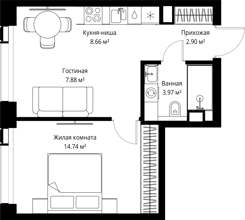 2 ккв (Евро) 38,2 м²