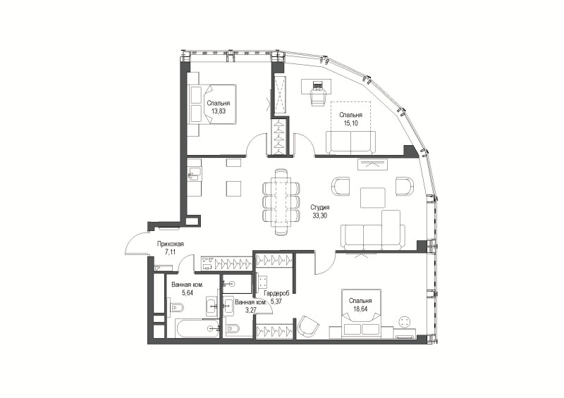 4 ккв (Евро) 115 м²