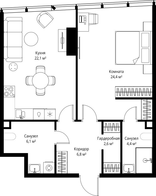 2 ккв (Евро) 66,4 м²
