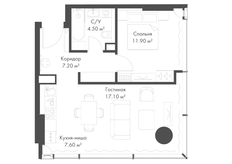 2 ккв (Евро) 48,3 м²