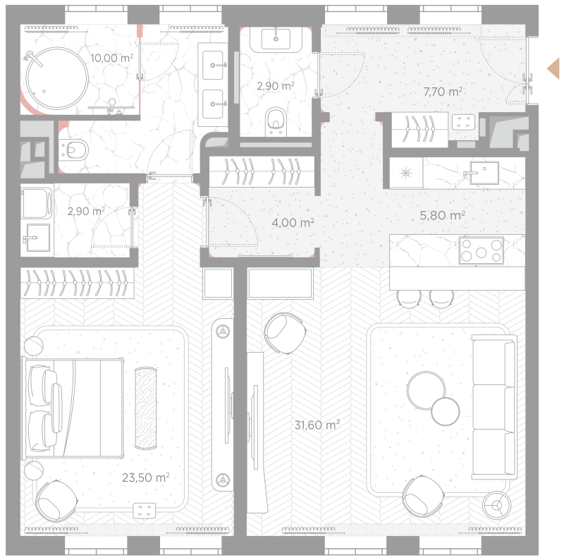 2 ккв (Евро) 88,4 м²