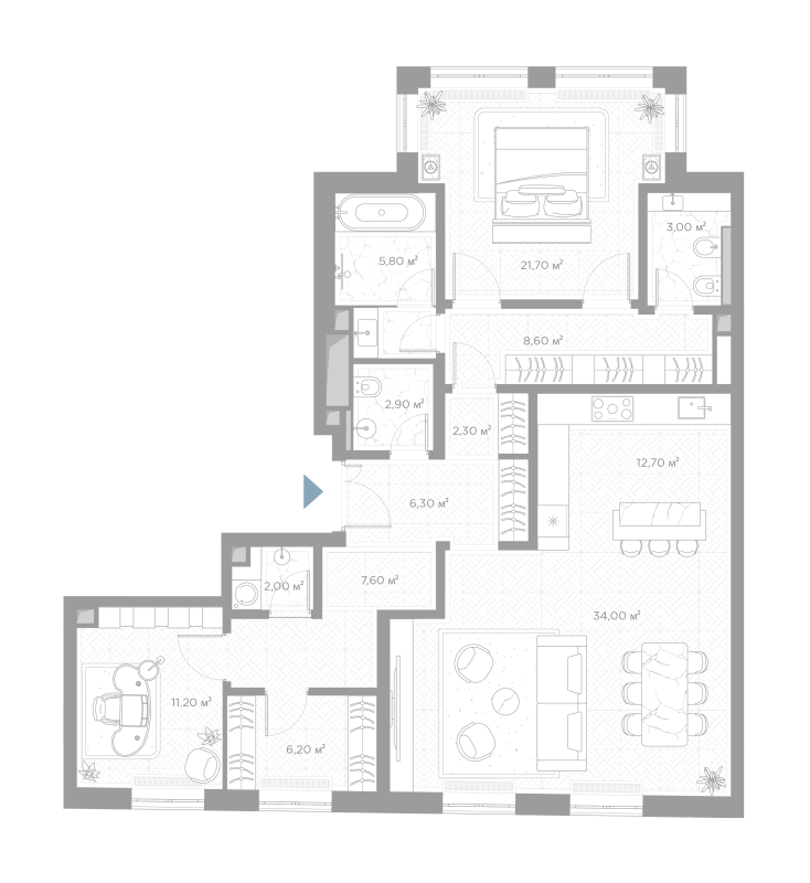 3 ккв (Евро) 123,4 м²
