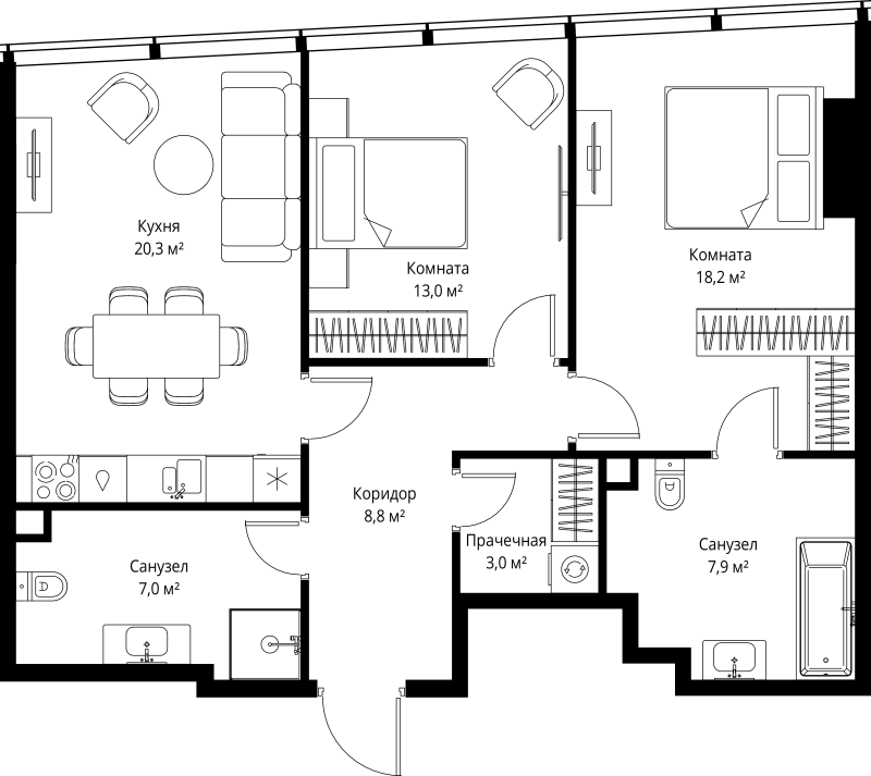 3 ккв (Евро) 78,2 м²