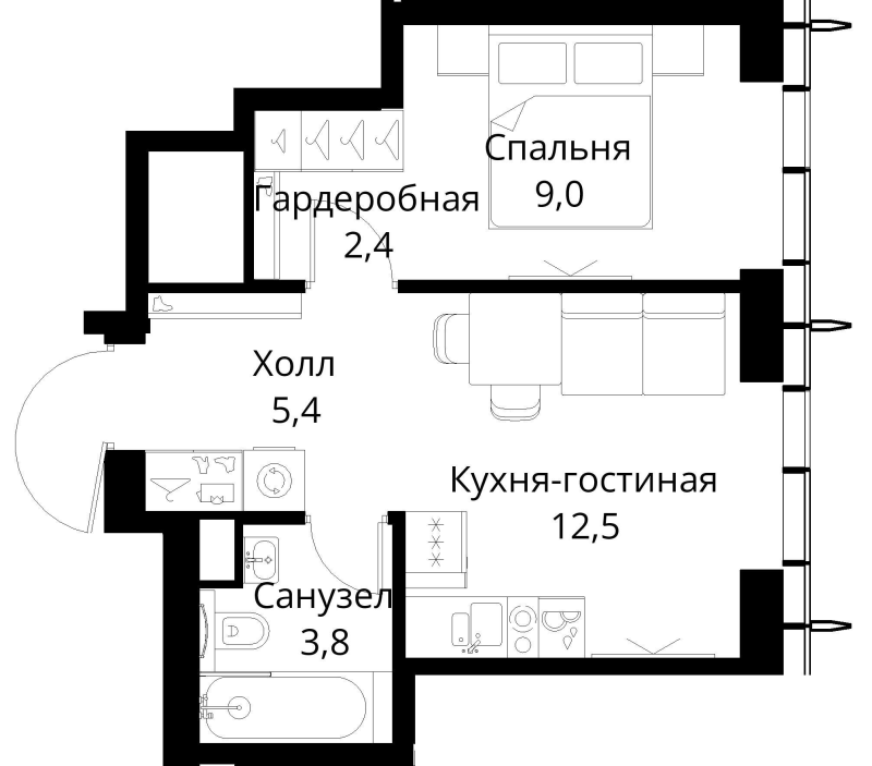 1 ккв 33,1 м²
