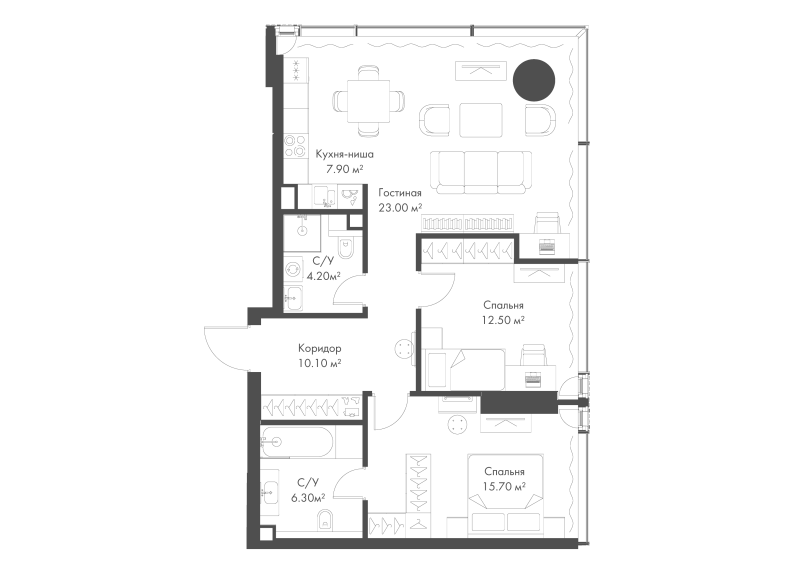 3 ккв (Евро) 79,7 м²