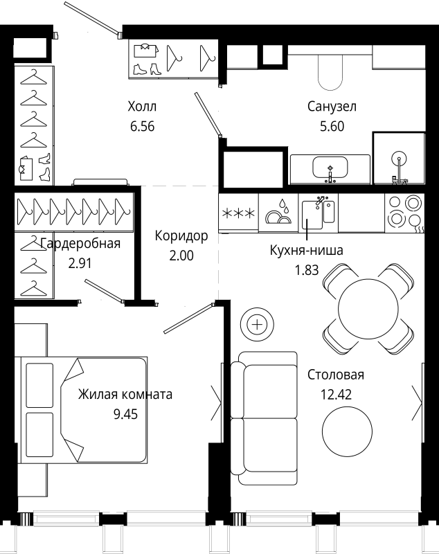 1 ккв 39,9 м²