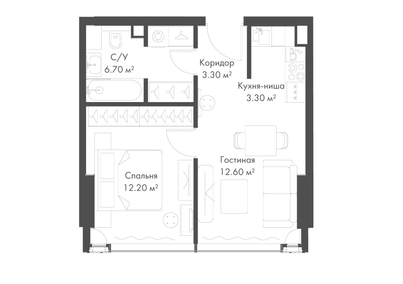 2 ккв (Евро) 38,1 м²