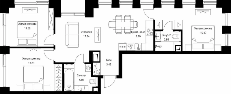 4 ккв (Евро) 79,8 м²