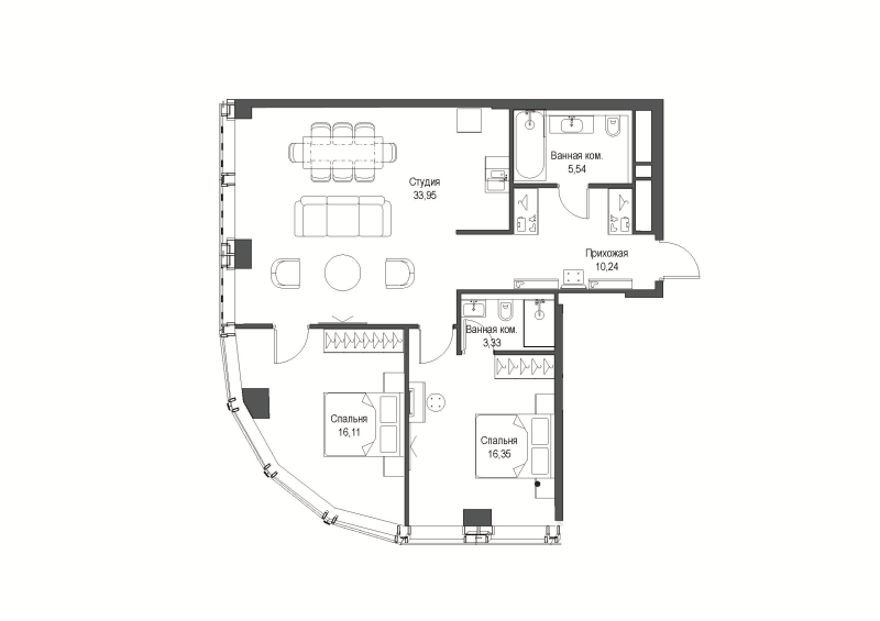 4 ккв (Евро) 103,6 м²