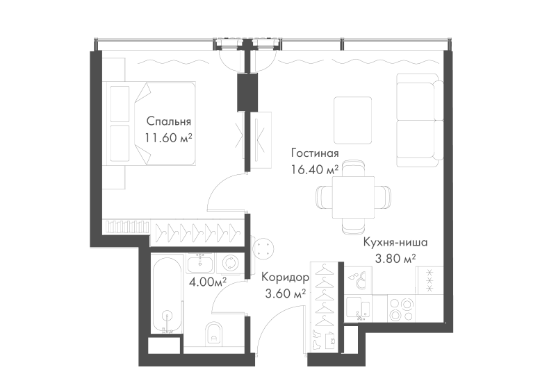 2 ккв (Евро) 39,4 м²