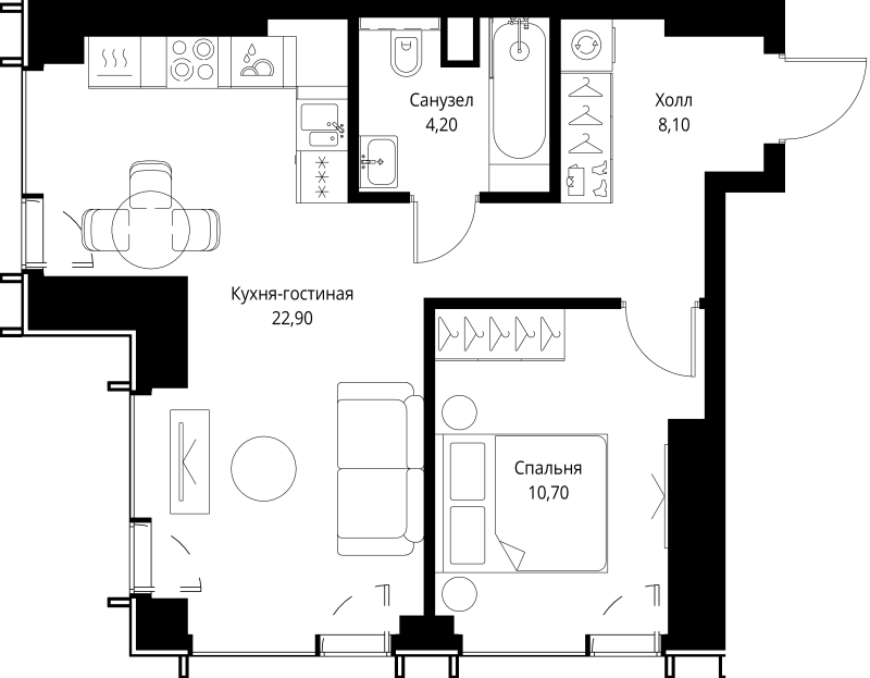 2 ккв (Евро) 46,9 м²