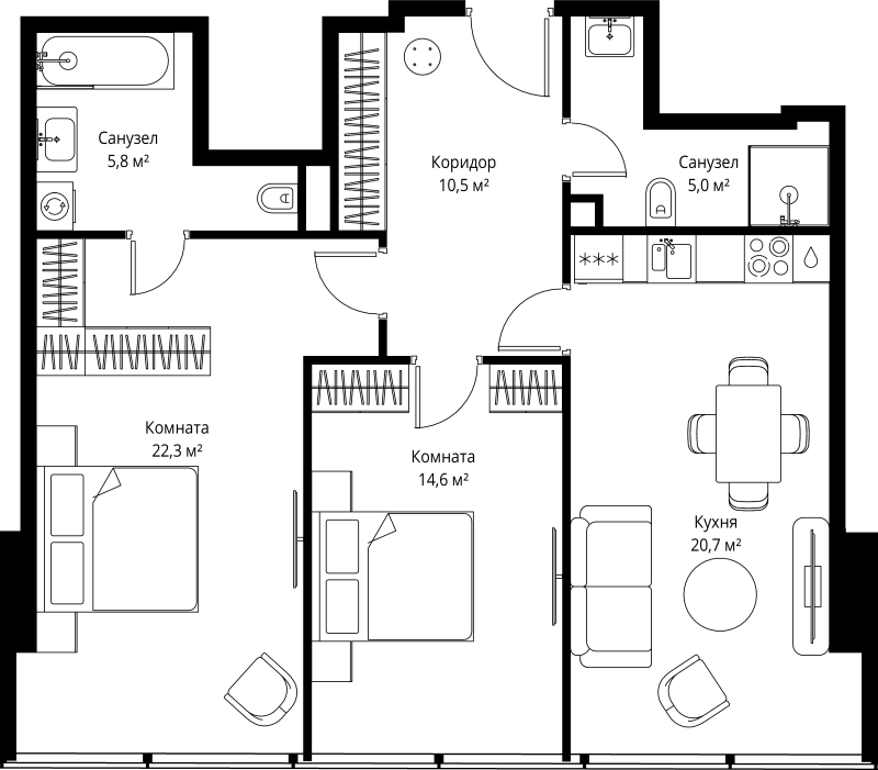 3 ккв (Евро) 78,9 м²