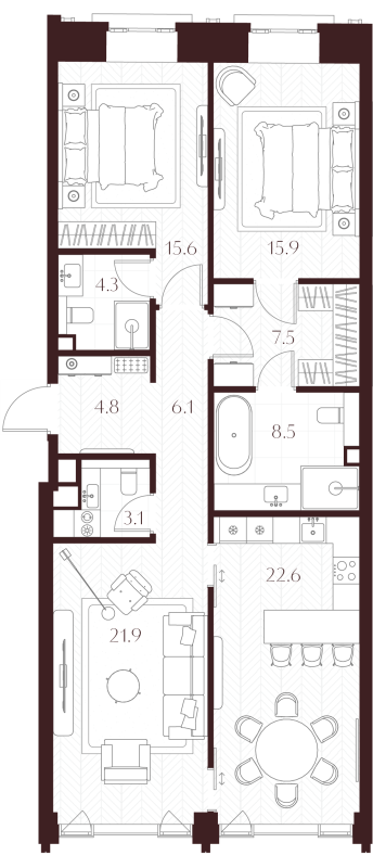 4 ккв (Евро) 110,3 м²
