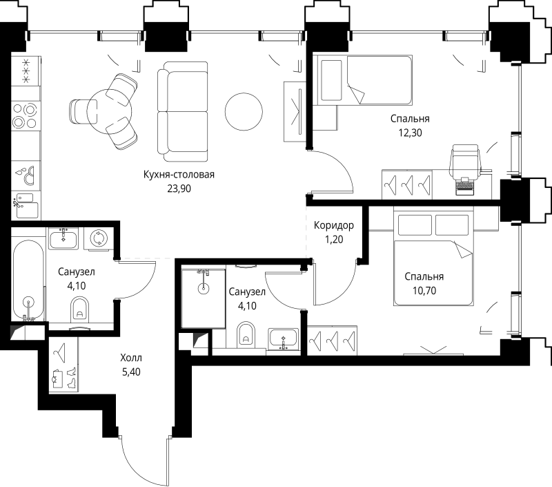 3 ккв (Евро) 62,3 м²