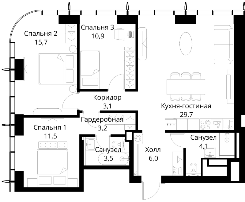 4 ккв (Евро) 87,7 м²