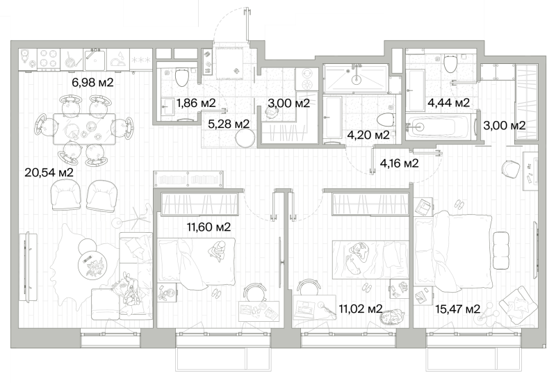 4 ккв (Евро) 91,6 м²
