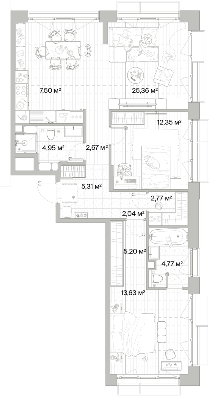 3 ккв (Евро) 86,6 м²