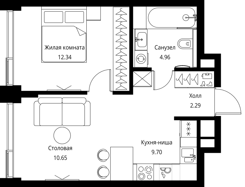 2 ккв (Евро) 39,9 м²