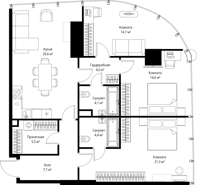 4 ккв (Евро) 102,9 м²