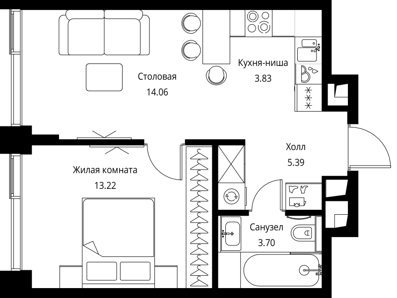 2 ккв (Евро) 40,2 м²
