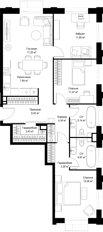 4 ккв (Евро) 89,4 м²