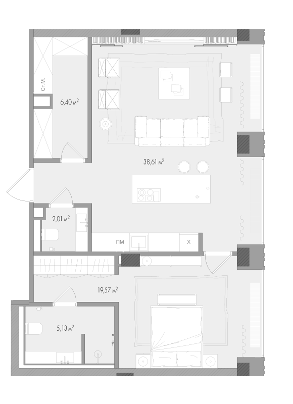 2 ккв (Евро) 73,4 м²
