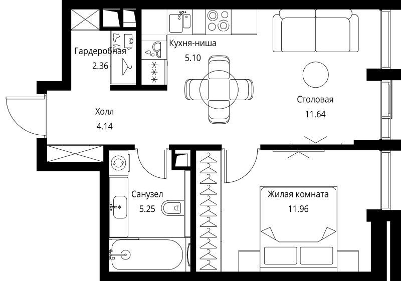 2 ккв (Евро) 40,5 м²