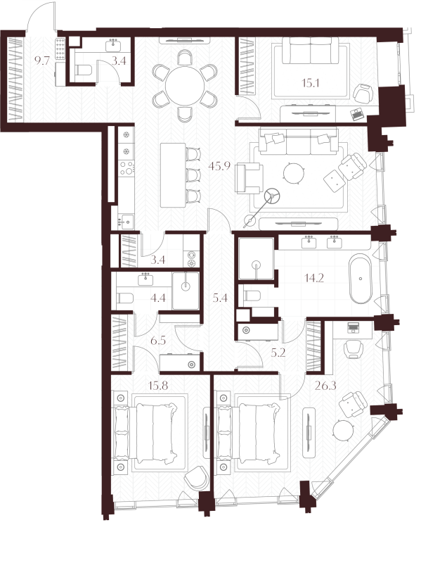 4 ккв (Евро) 155,3 м²