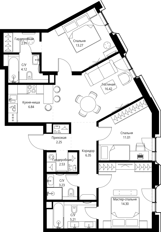 4 ккв (Евро) 88,4 м²