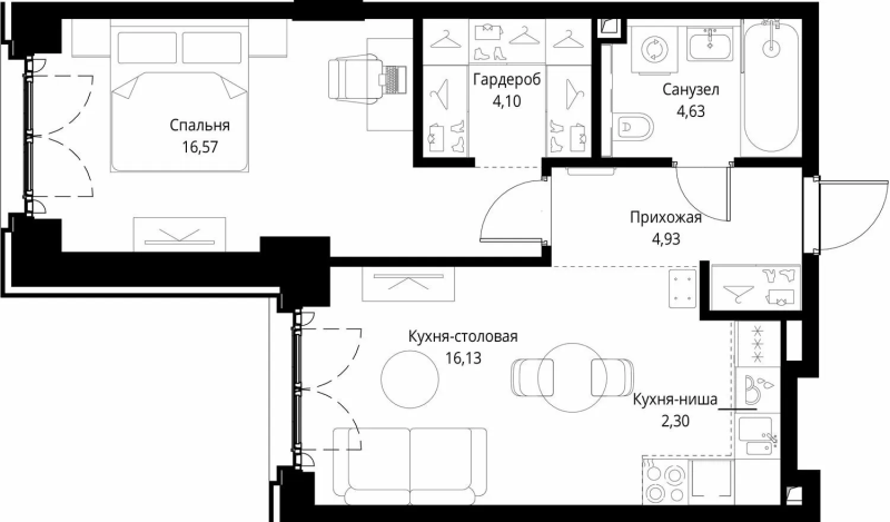 2 ккв (Евро) 48,7 м²