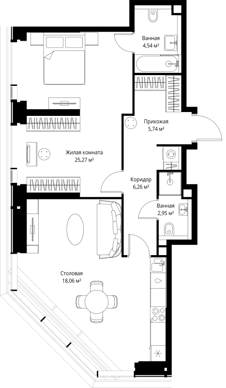 2 ккв (Евро) 69,5 м²