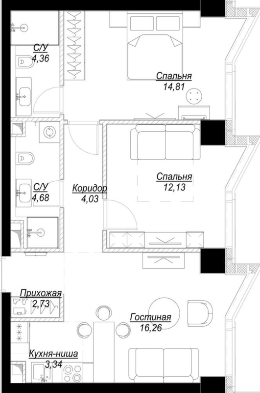 3 ккв (Евро) 62,1 м²