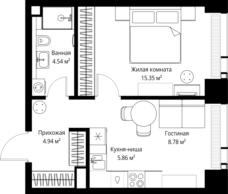 1 ккв 39,5 м²