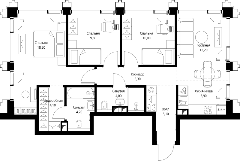 4 ккв (Евро) 79,3 м²