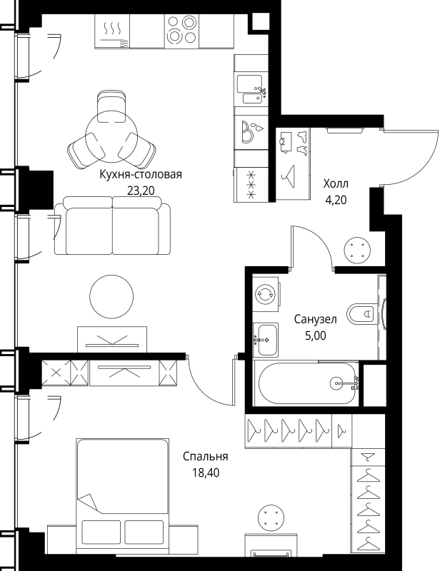 2 ккв (Евро) 50,8 м²