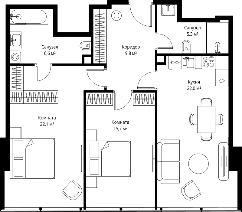 3 ккв (Евро) 81,5 м²