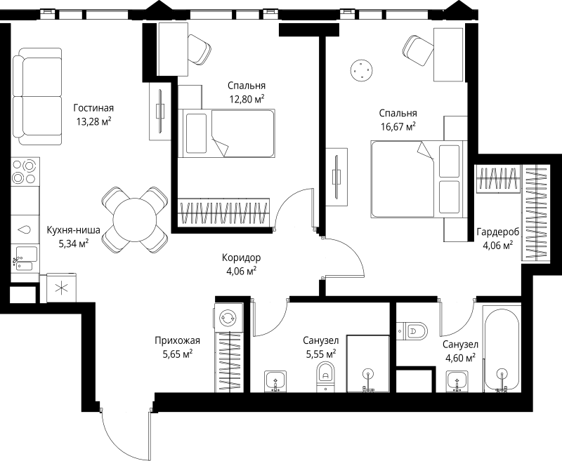 3 ккв (Евро) 72 м²