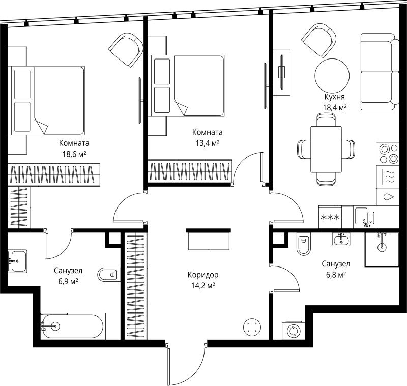 3 ккв (Евро) 78,3 м²