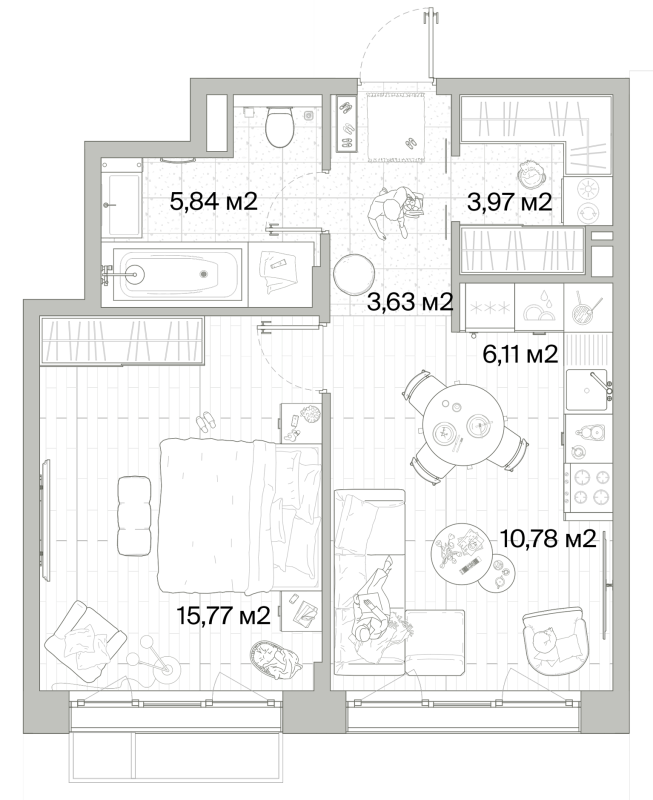 2 ккв (Евро) 46,1 м²