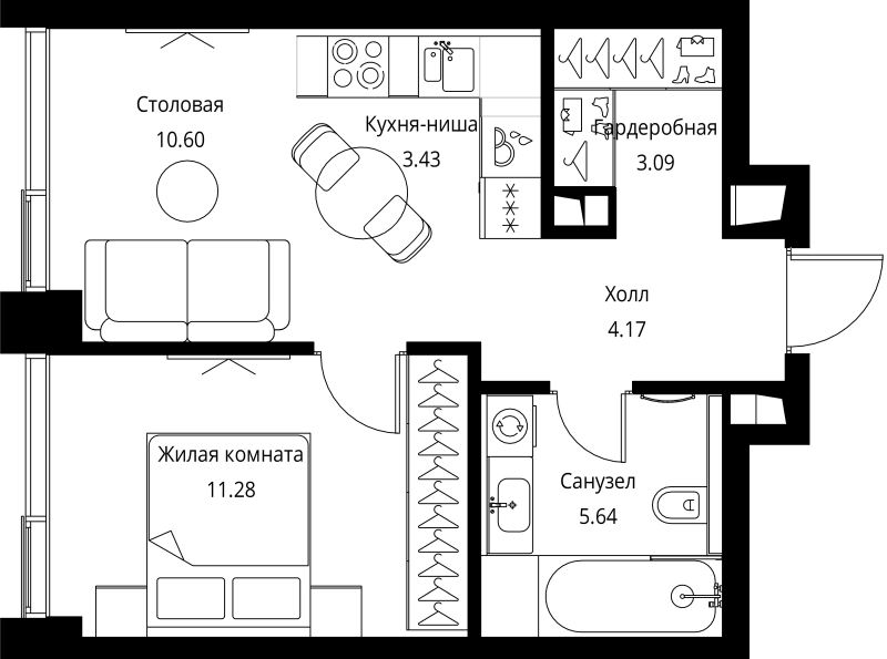 1 ккв 38,2 м²
