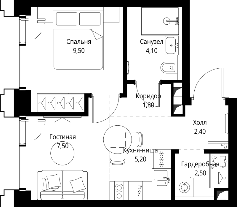 1 ккв 33,3 м²