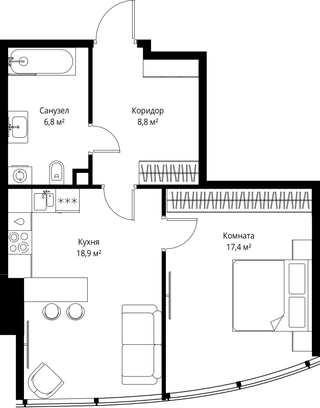 2 ккв (Евро) 51,9 м²