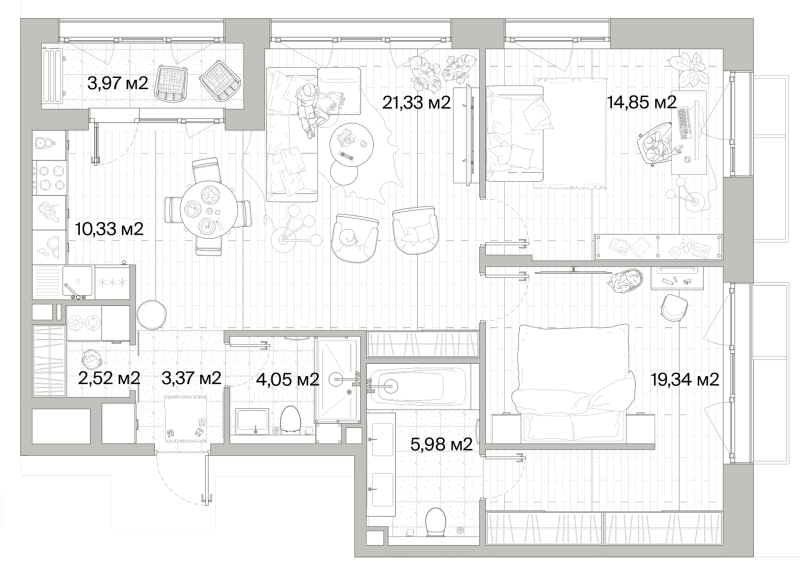 3 ккв (Евро) 83,8 м²
