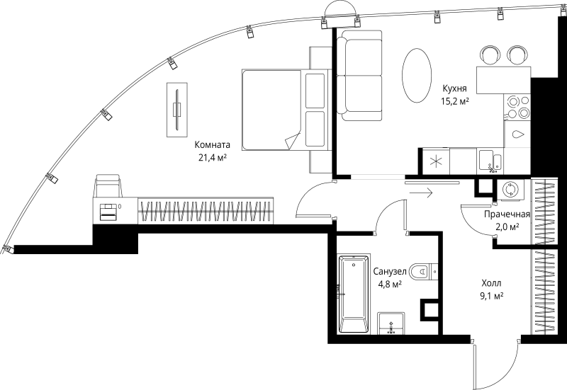 2 ккв (Евро) 52,5 м²