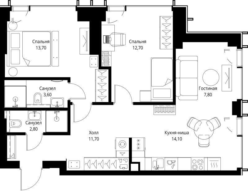 3 ккв (Евро) 67,9 м²