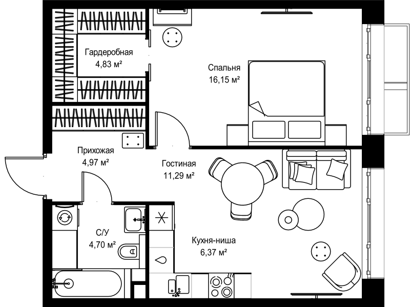 2 ккв (Евро) 48,3 м²