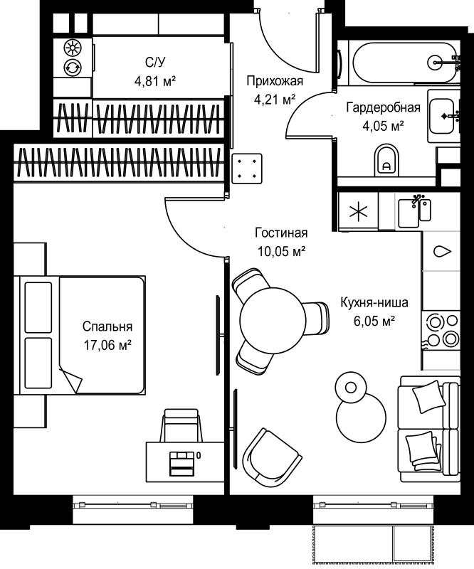 2 ккв (Евро) 46,2 м²