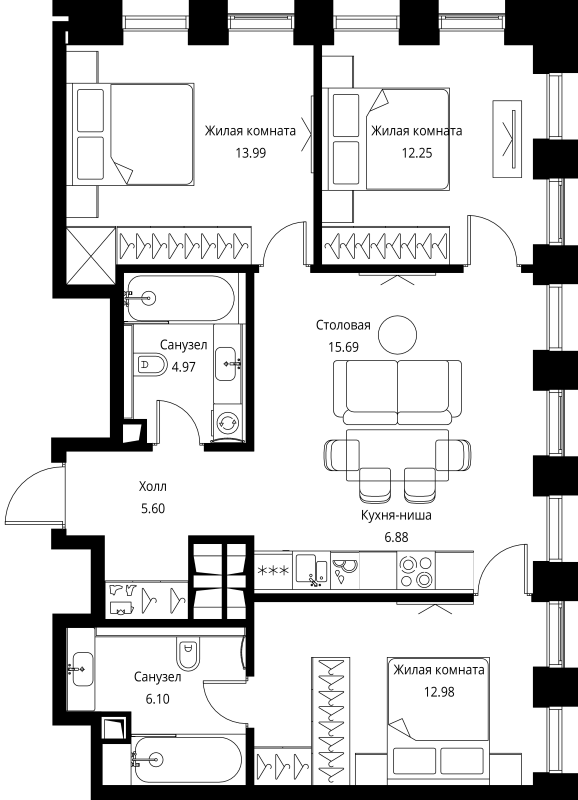 4 ккв (Евро) 78,5 м²
